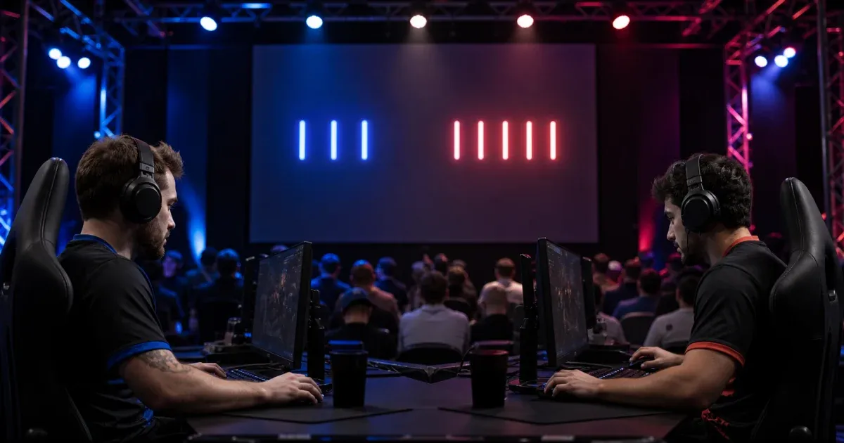 Esports bracket showing a best-of-three series score next to a best-of-five final